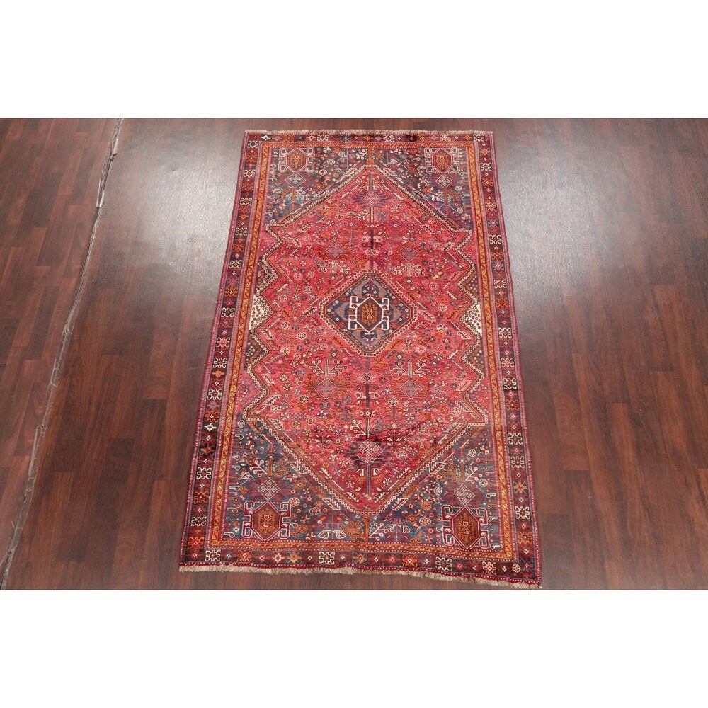 Diamond Vintage Hand Knotted Tribal Shiraz Persian Oriental Area Rug - 8'4" X 5'0"