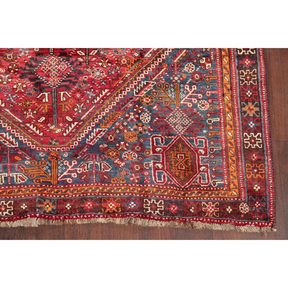 Diamond Vintage Hand Knotted Tribal Shiraz Persian Oriental Area Rug - 8'4" X 5'0"