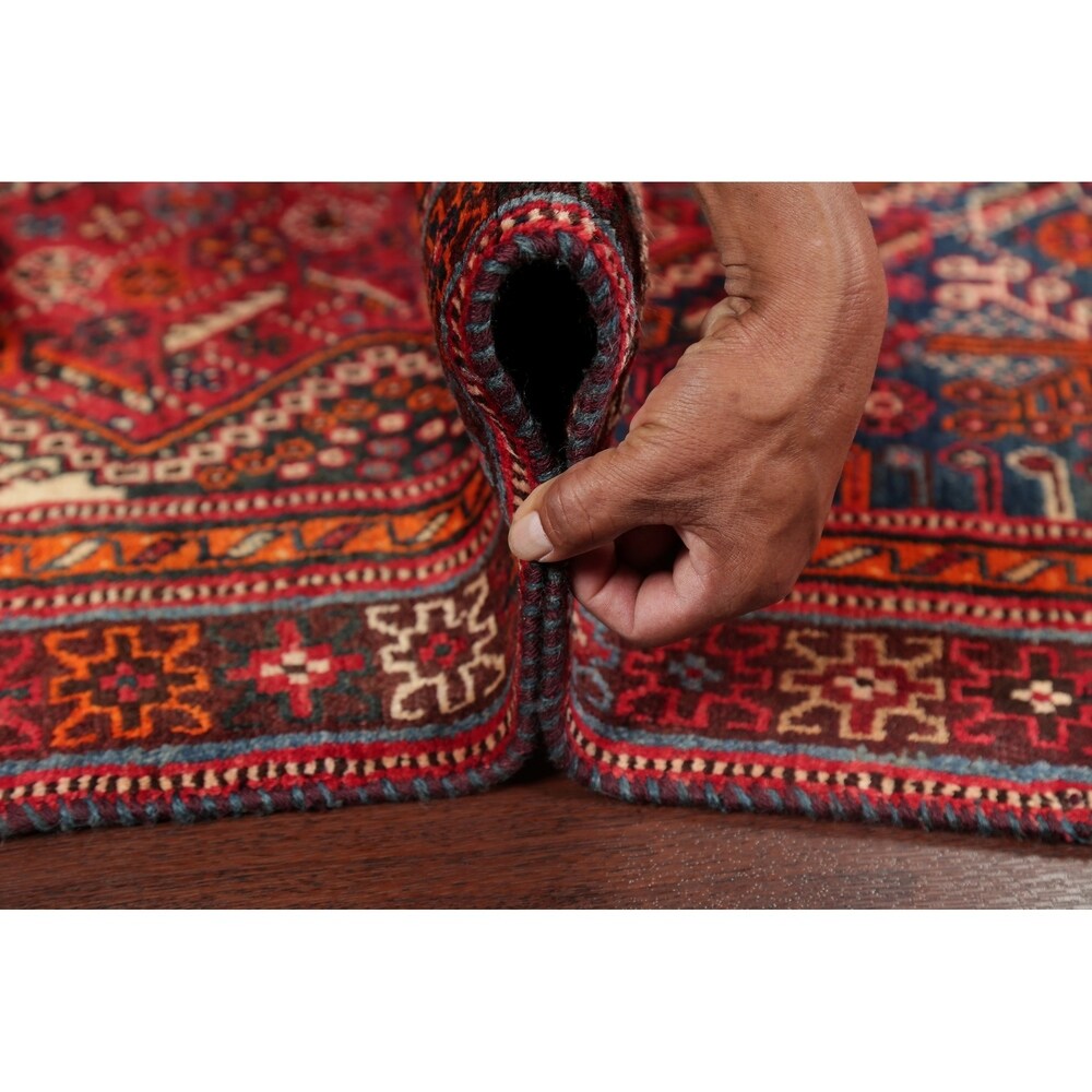 Diamond Vintage Hand Knotted Tribal Shiraz Persian Oriental Area Rug - 8'4" X 5'0"