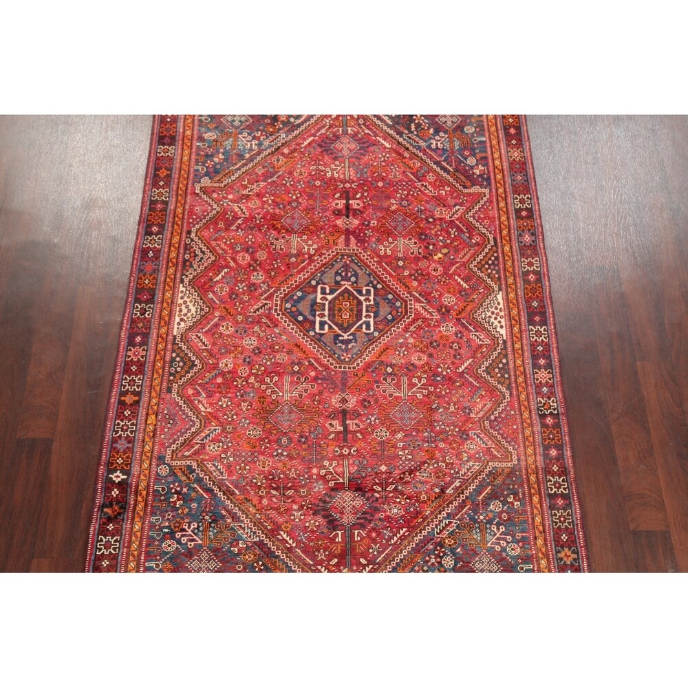 Diamond Vintage Hand Knotted Tribal Shiraz Persian Oriental Area Rug - 8'4" X 5'0"