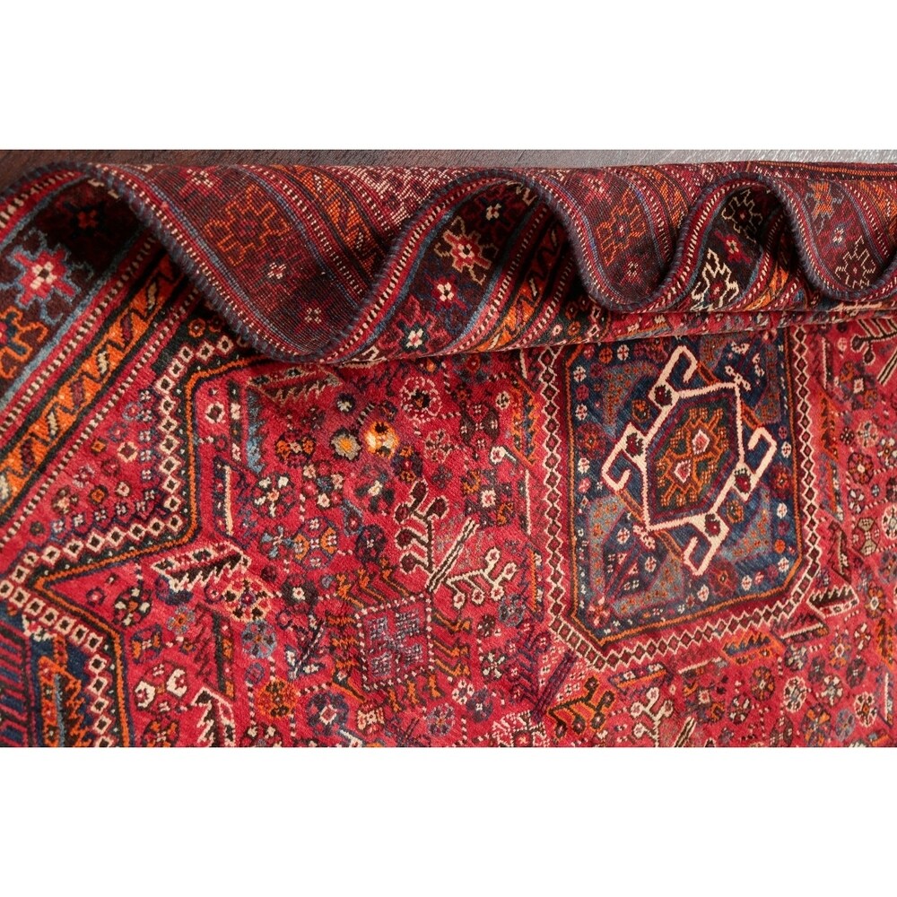 Diamond Vintage Hand Knotted Tribal Shiraz Persian Oriental Area Rug - 8'4" X 5'0"