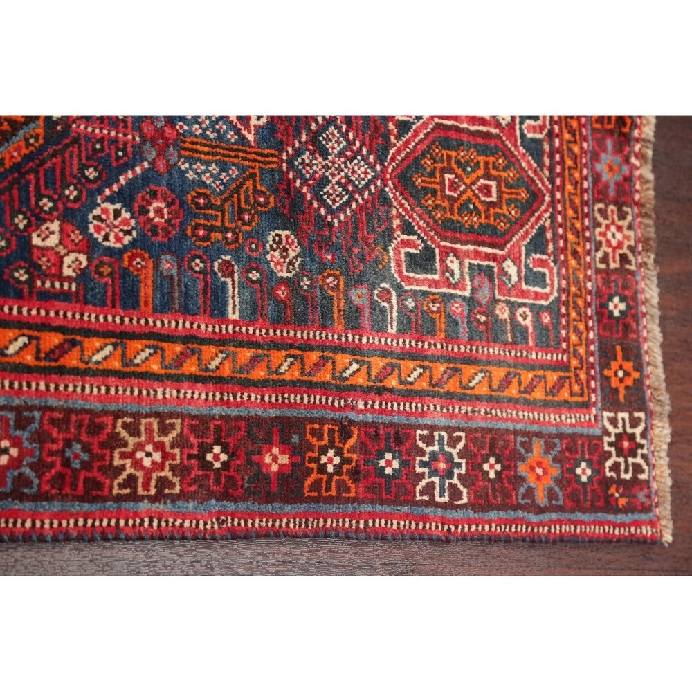 Diamond Vintage Hand Knotted Tribal Shiraz Persian Oriental Area Rug - 8'4" X 5'0"
