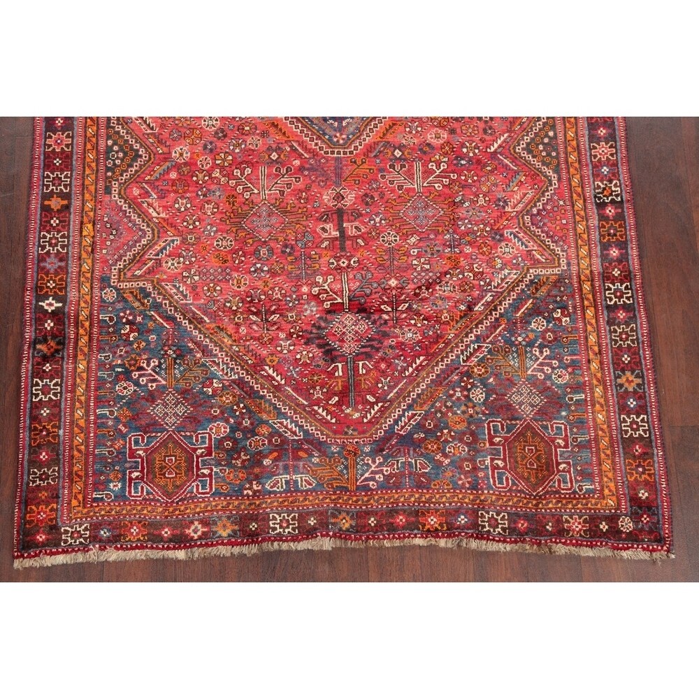 Diamond Vintage Hand Knotted Tribal Shiraz Persian Oriental Area Rug - 8'4" X 5'0"
