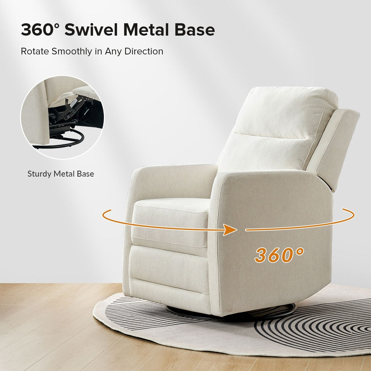 Diana Modern Polyester 360-degree Swivel Rocker Recliner Set of 2 by HULALA HOME