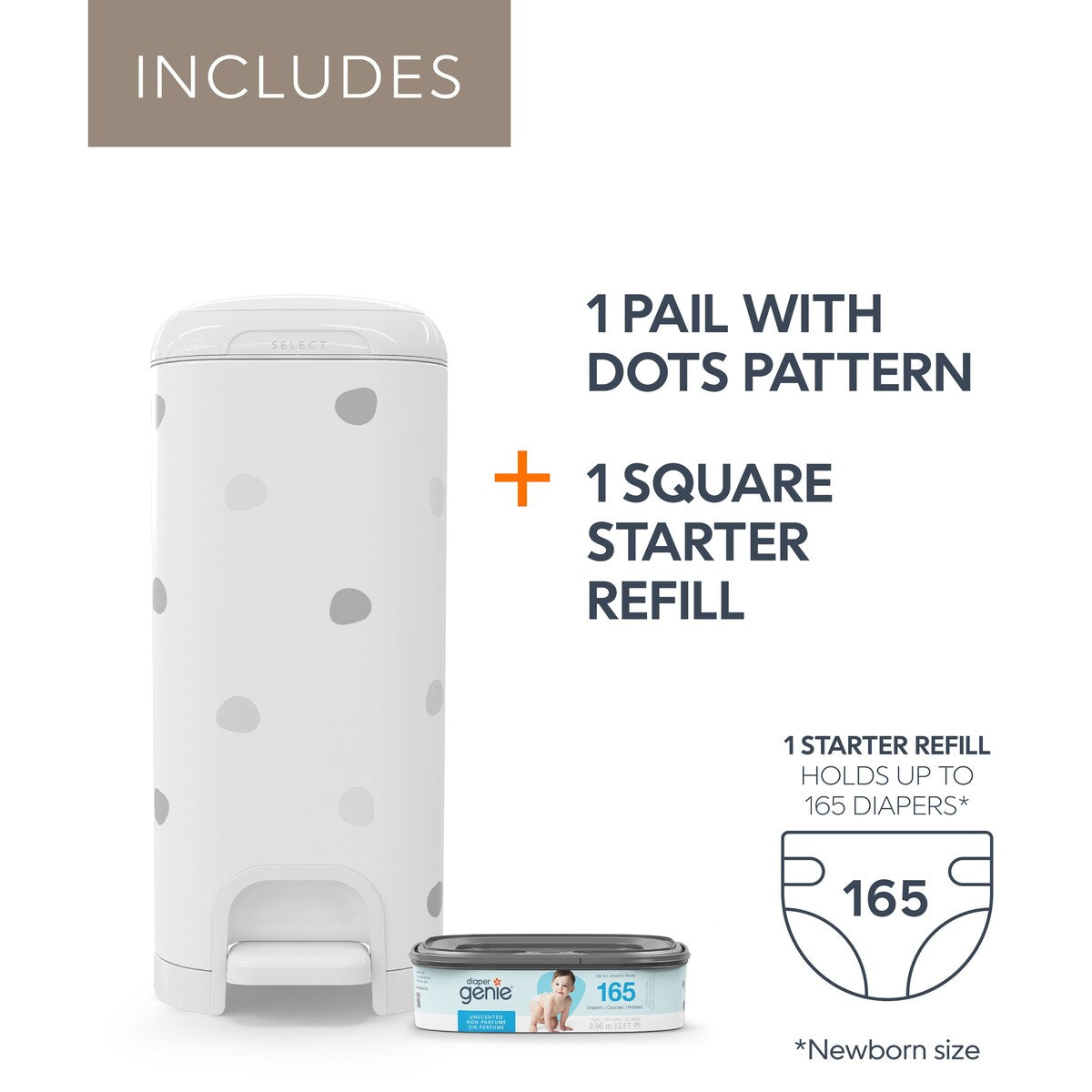 Diaper Genie Select Pail with Starter Refill