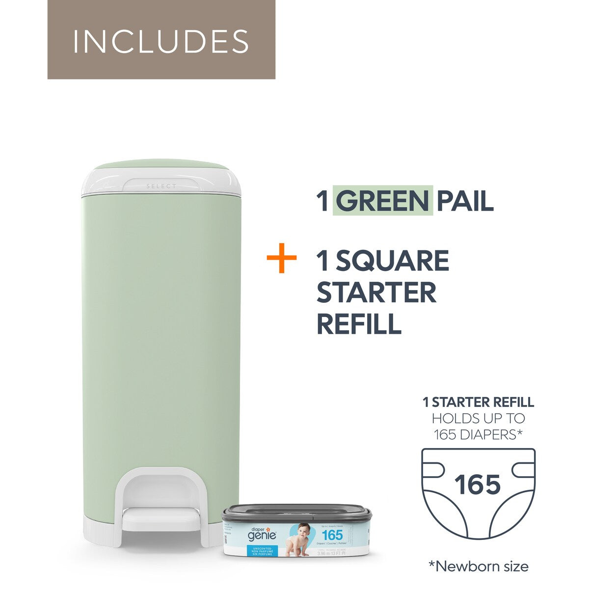 Diaper Genie Select Pail with Starter Refill