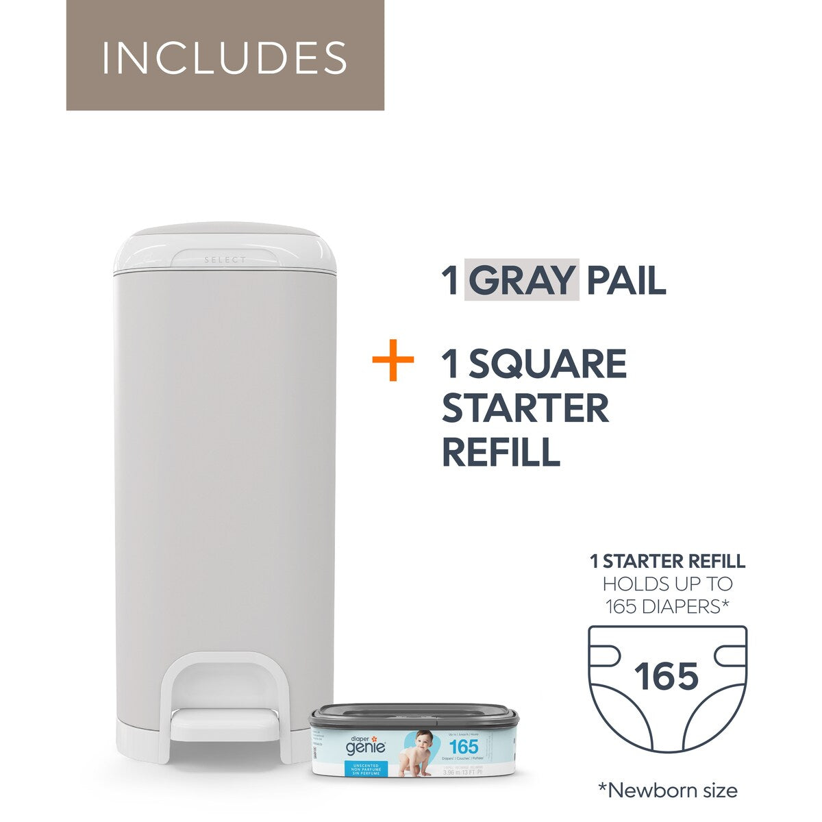 Diaper Genie Select Pail with Starter Refill