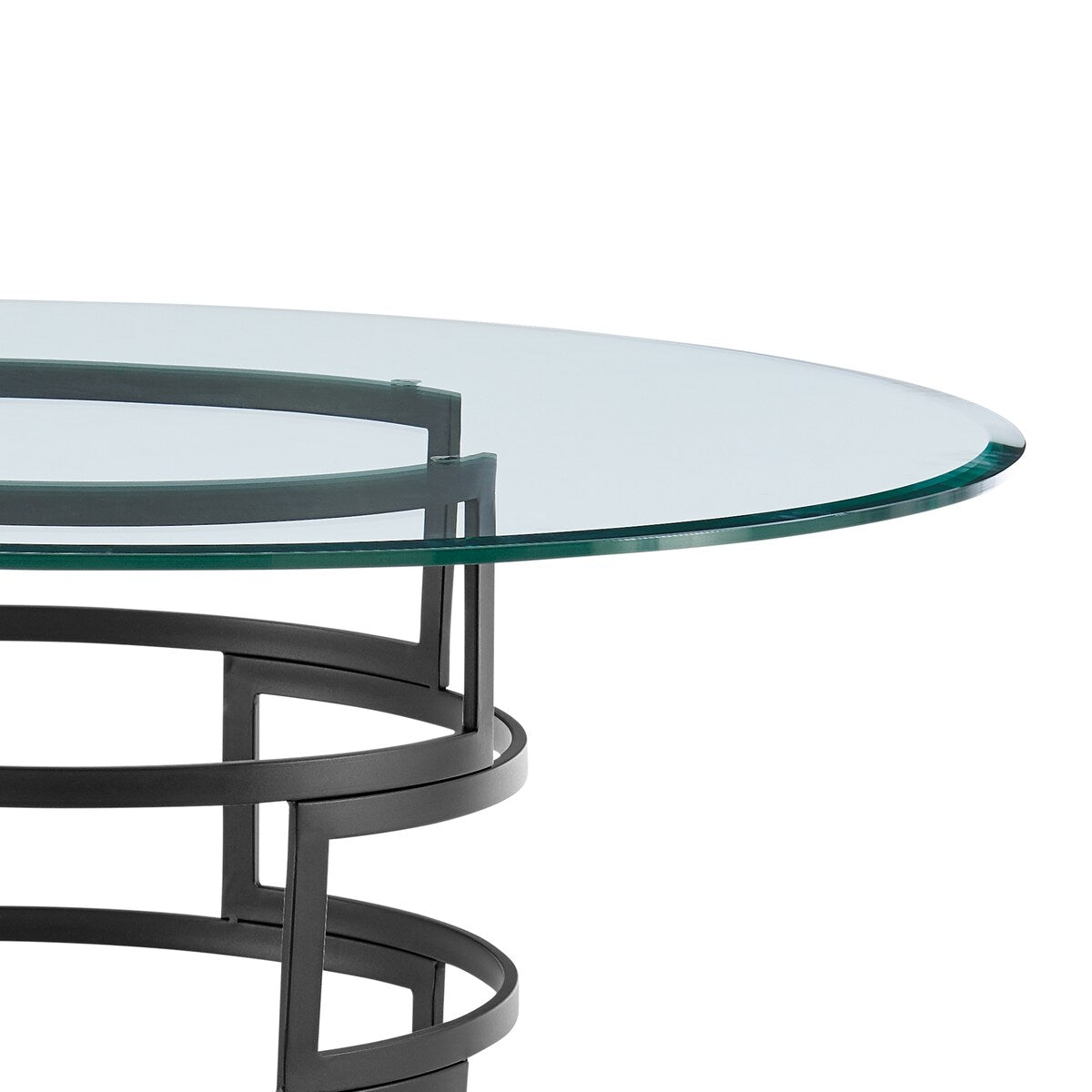 Diaz 48 Inch Glass and Metal Round Dining Table with Pedestal Base