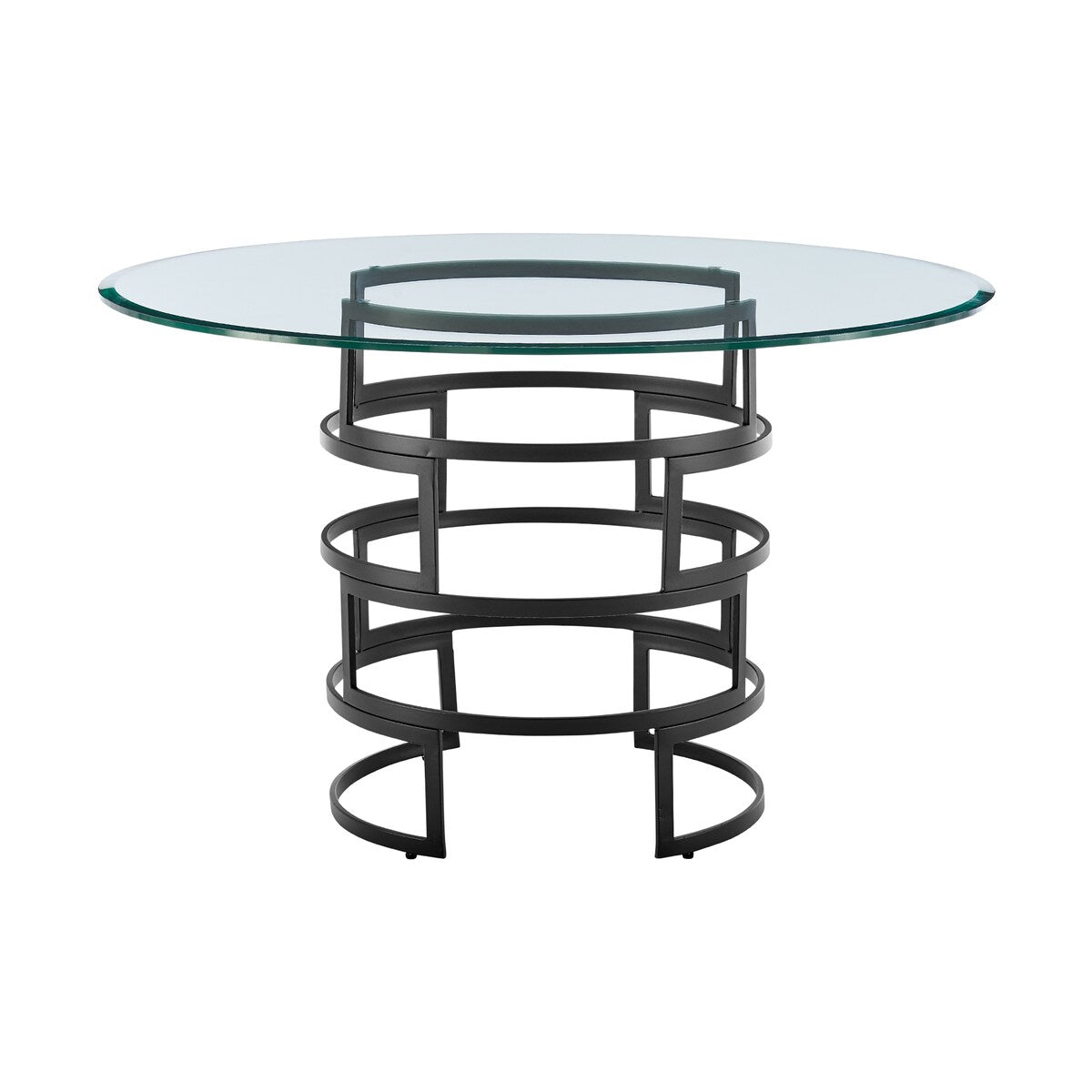 Diaz 48 Inch Glass and Metal Round Dining Table with Pedestal Base
