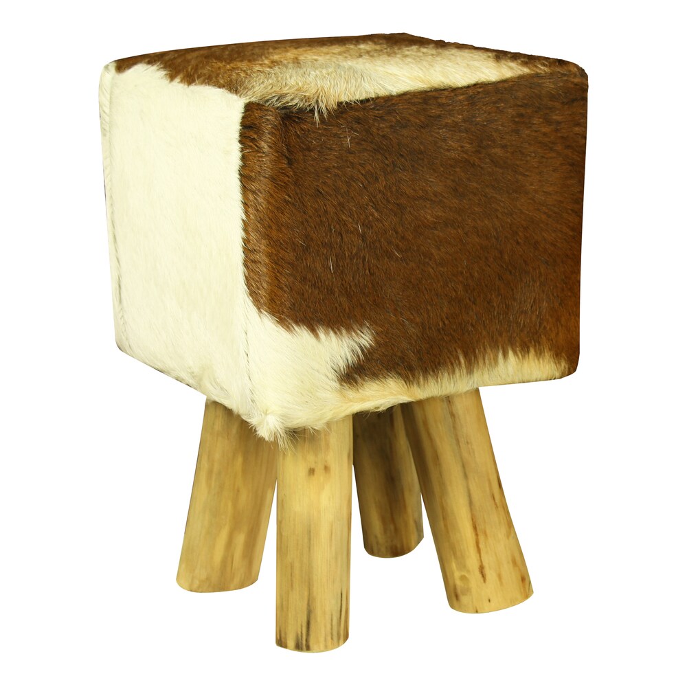 Diego Teak and Pelt Stool