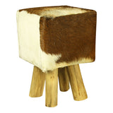 Diego Teak and Pelt Stool