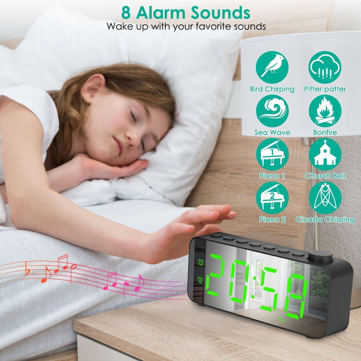 Digital 3D LED Wall Desk Alarm Clock with Snooze