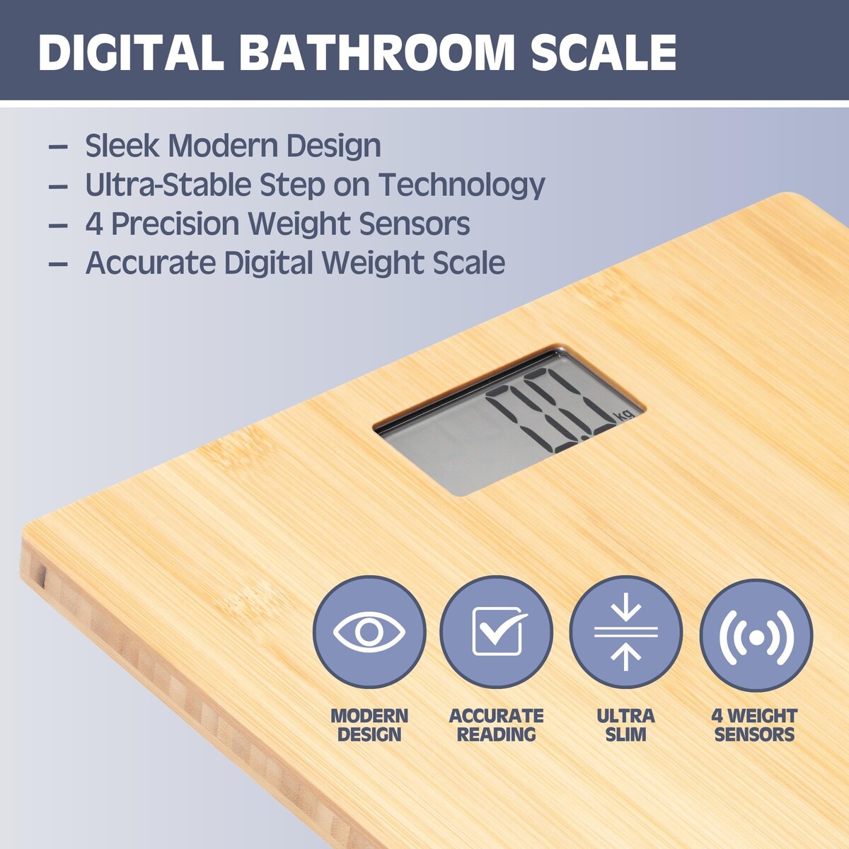 Prominence Home Digital Bathroom Scale for Body Weight, Auto Step-On Design, Ultra Thin