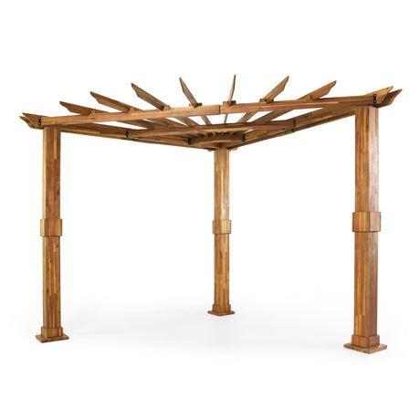 Dilan Outdoor Acacia Wood Triangle Pergola by Christopher Knight Home