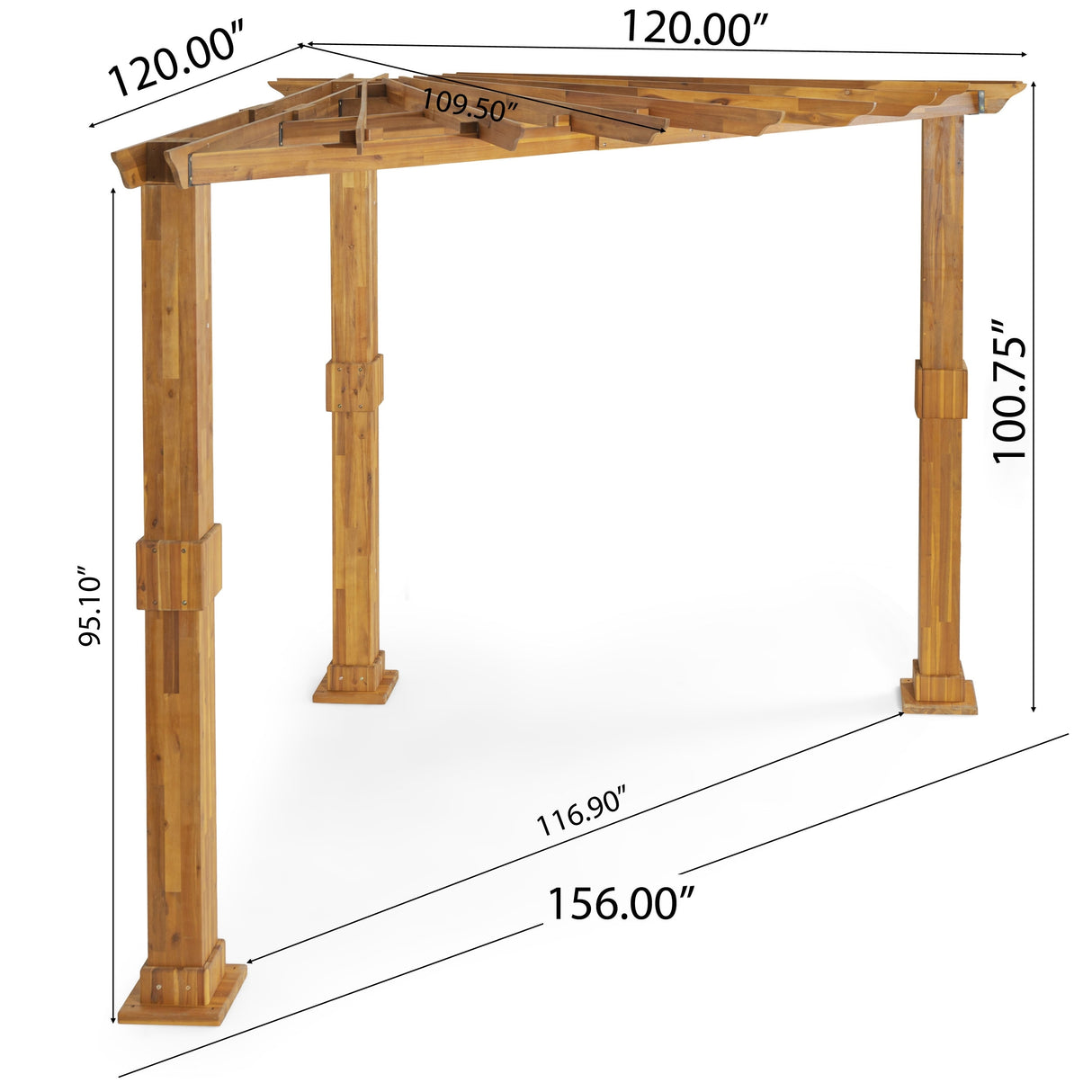 Dilan Outdoor Acacia Wood Triangle Pergola by Christopher Knight Home