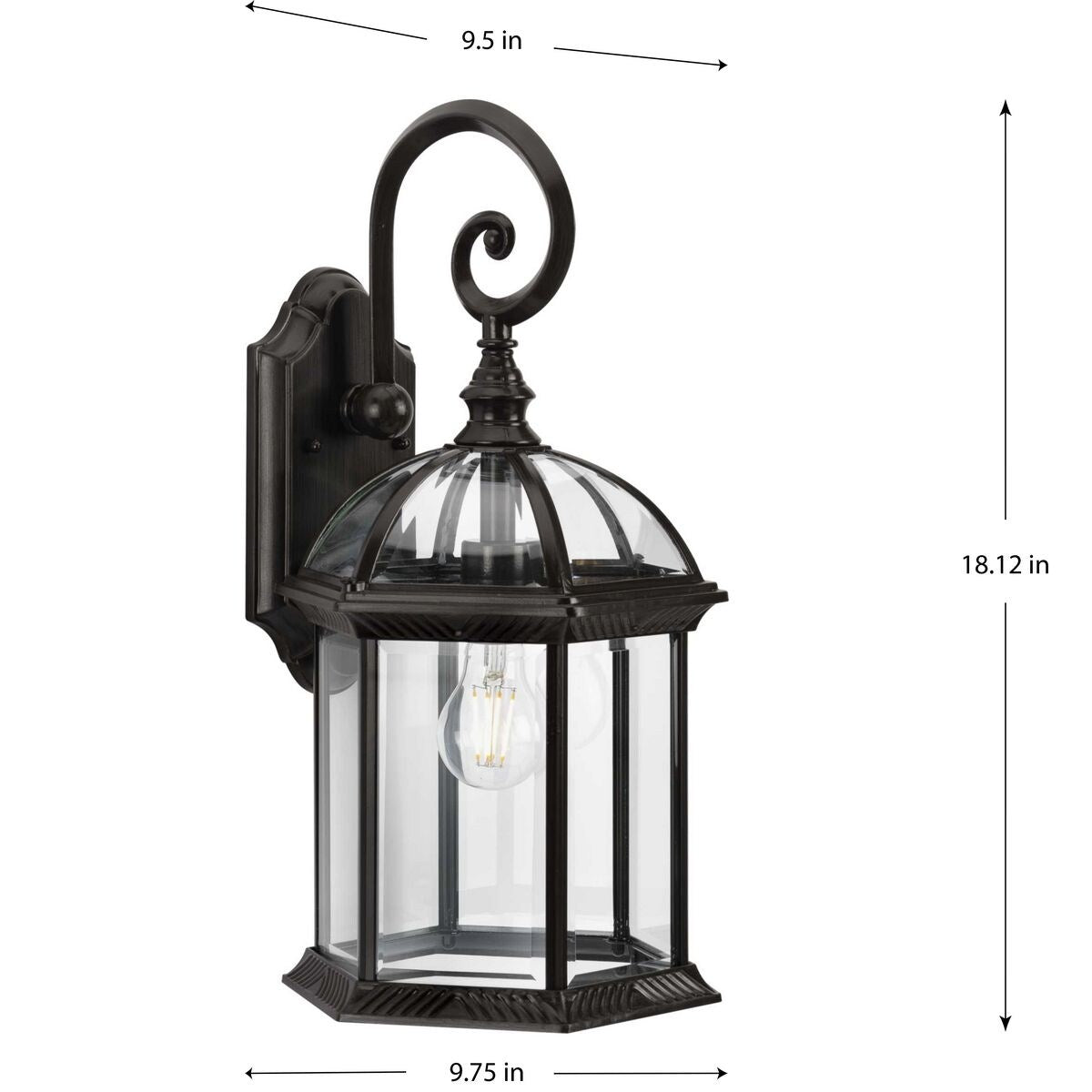 Dillard Collection One-Light Antique Bronze Outdoor Wall Lantern - 9.75 in x 9.5 in x 18.12 in
