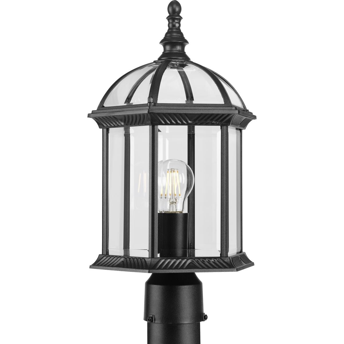 Dillard Collection One-Light Textured Black Outdoor Post Light - 9.75 in x 9.75 in x 18.12 in