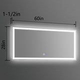 Dimmable LED Bathroom Vanity Mirror with Anti-Fog, Backlit + Front Lit