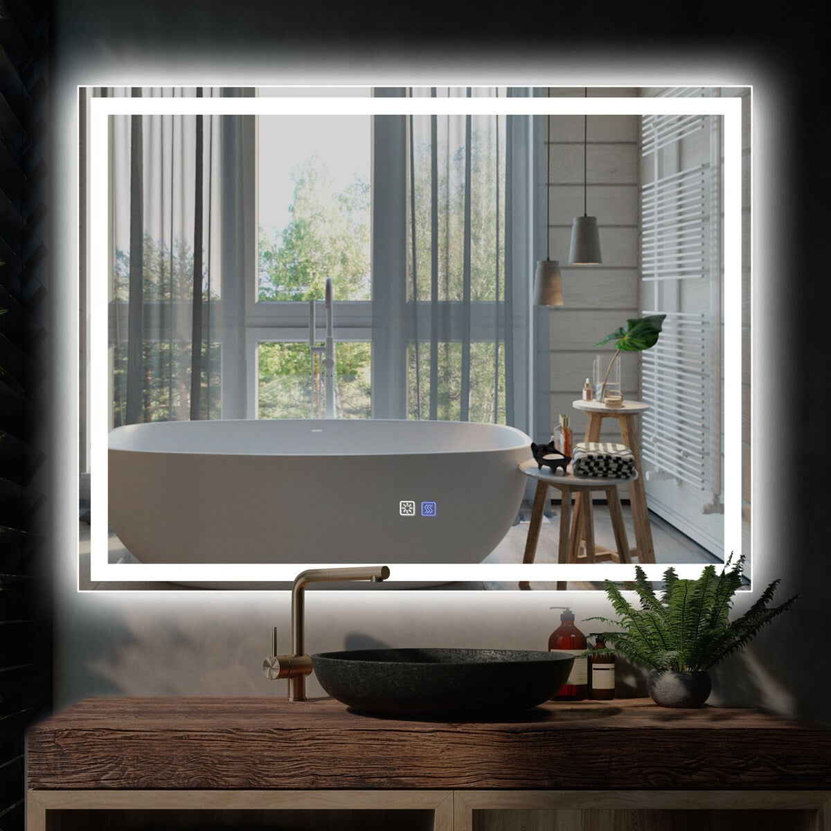Dimmable LED Bathroom Vanity Mirror with Anti-Fog, Backlit + Front Lit
