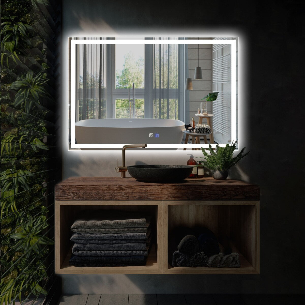 Dimmable LED Bathroom Vanity Mirror with Anti-Fog, Backlit + Front Lit