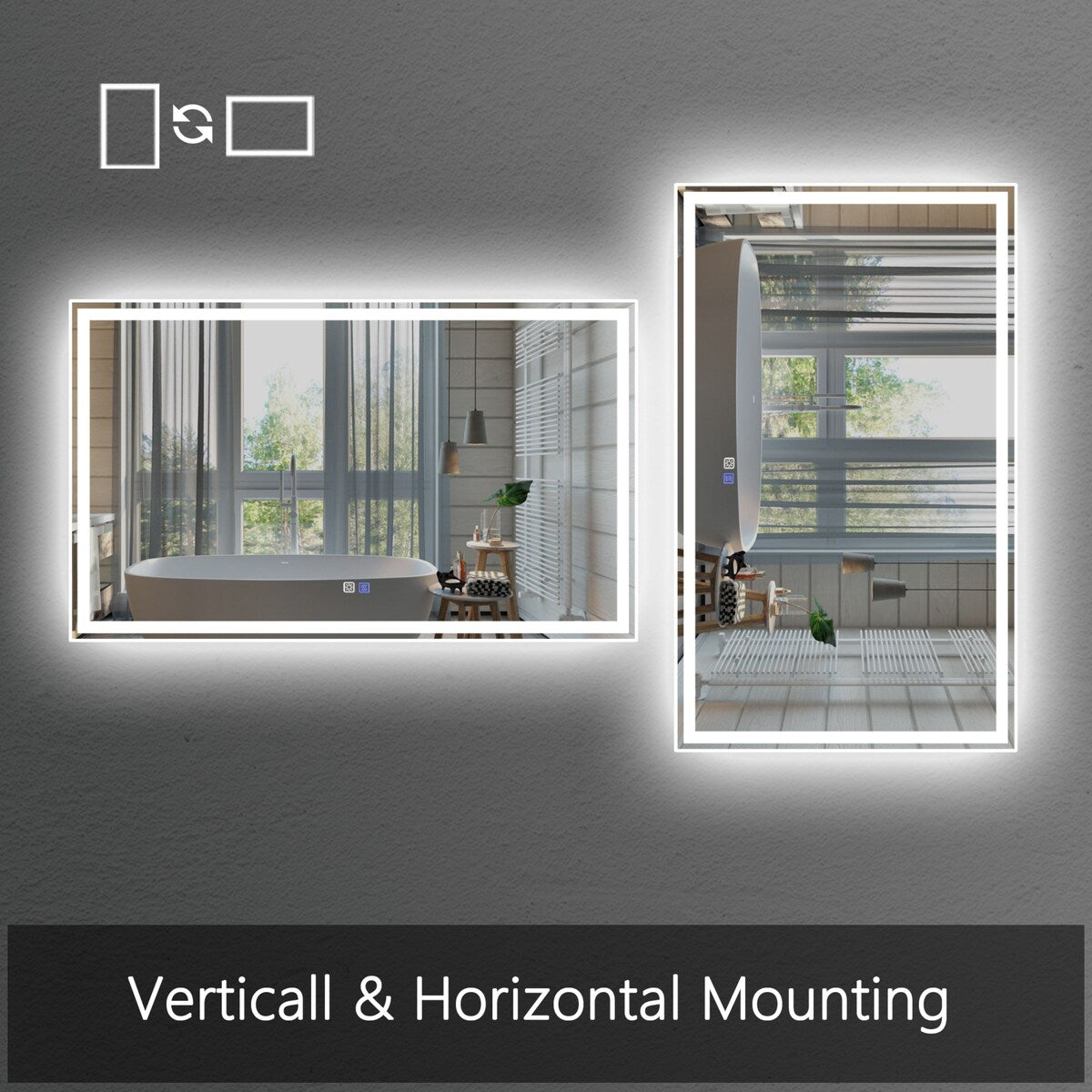 Dimmable LED Bathroom Vanity Mirror with Anti-Fog, Backlit + Front Lit