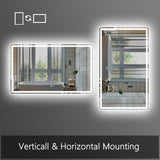 Dimmable LED Bathroom Vanity Mirror with Anti-Fog, Backlit + Front Lit