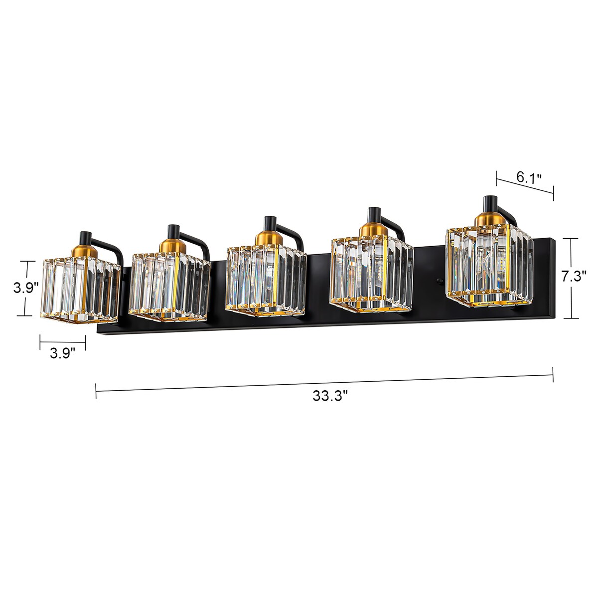 Dimmable Square Bathroom Crystal Vanity Light Wall Sconces