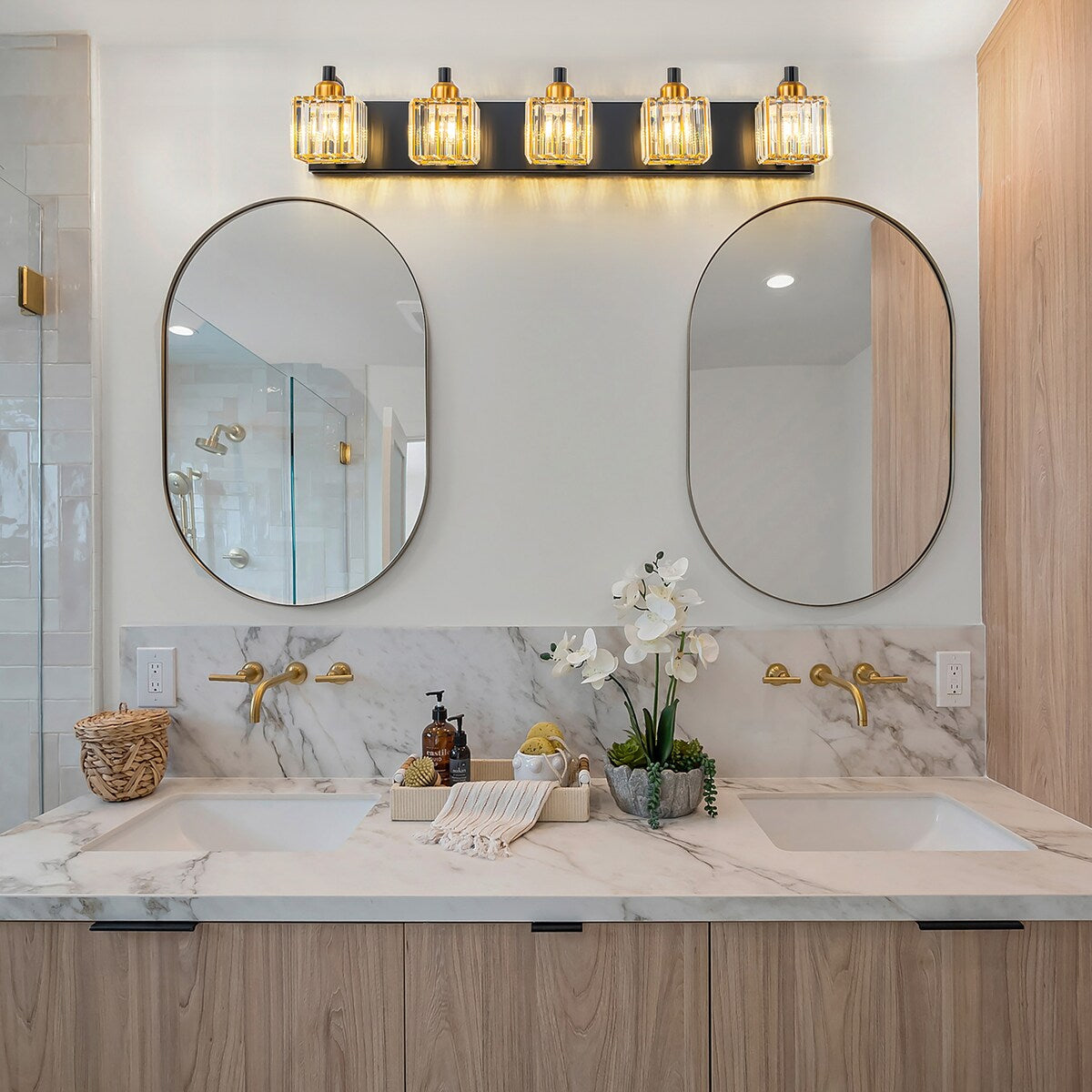 Dimmable Square Bathroom Crystal Vanity Light Wall Sconces