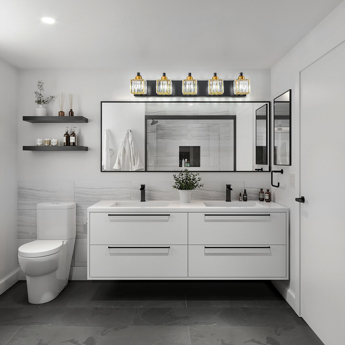 Dimmable Square Bathroom Crystal Vanity Light Wall Sconces