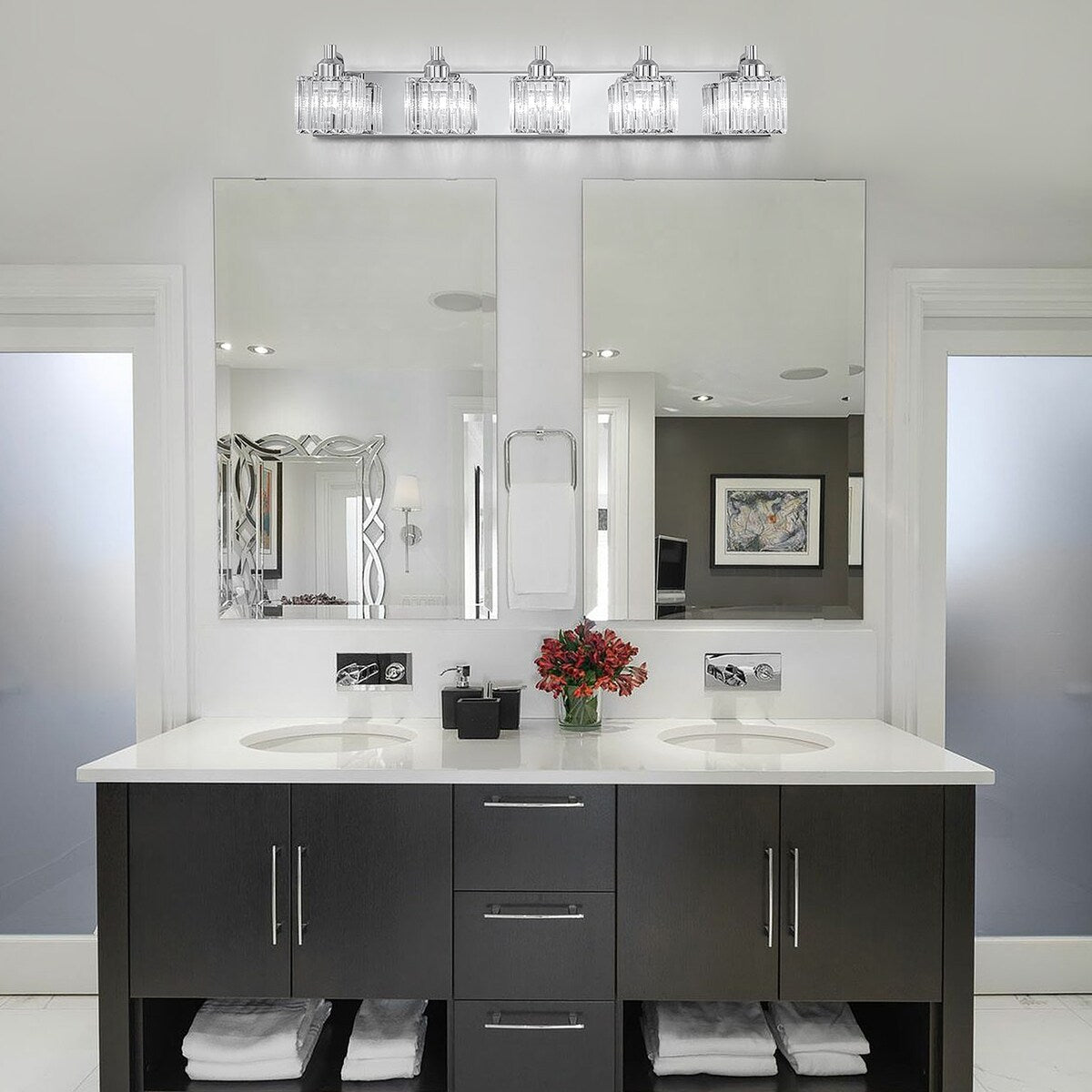 Dimmable Square Bathroom Crystal Vanity Light Wall Sconces
