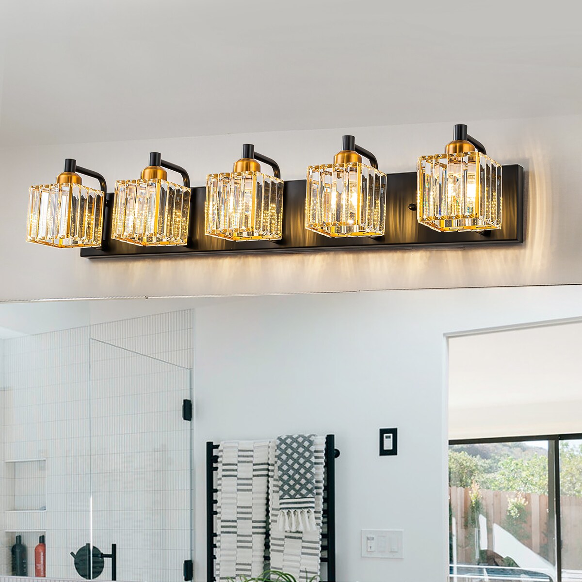 Dimmable Square Bathroom Crystal Vanity Light Wall Sconces