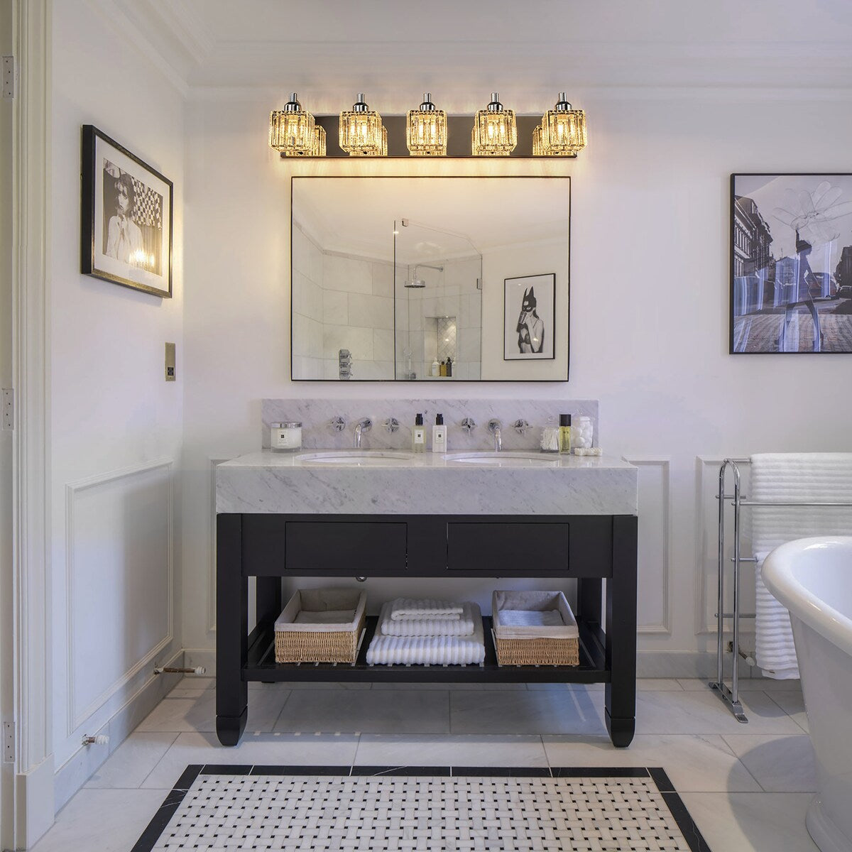 Dimmable Square Bathroom Crystal Vanity Light Wall Sconces