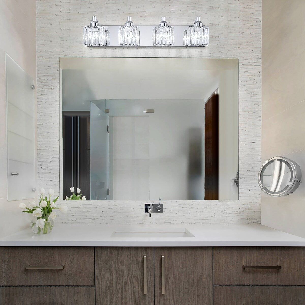 Dimmable Square Bathroom Crystal Vanity Light Wall Sconces