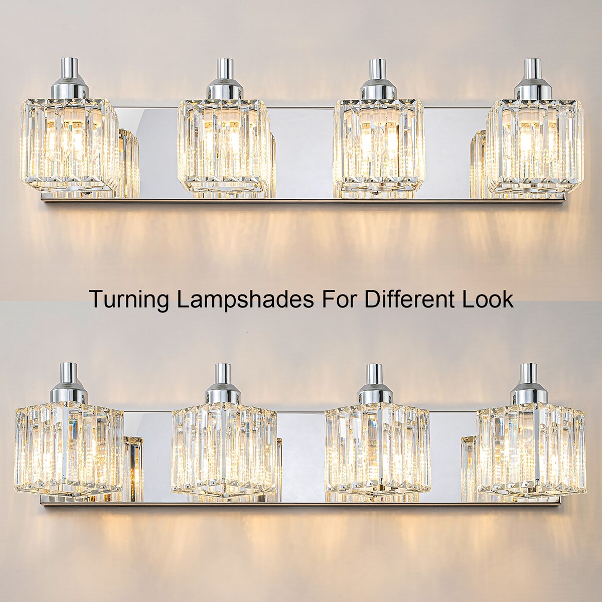 Dimmable Square Bathroom Crystal Vanity Light Wall Sconces
