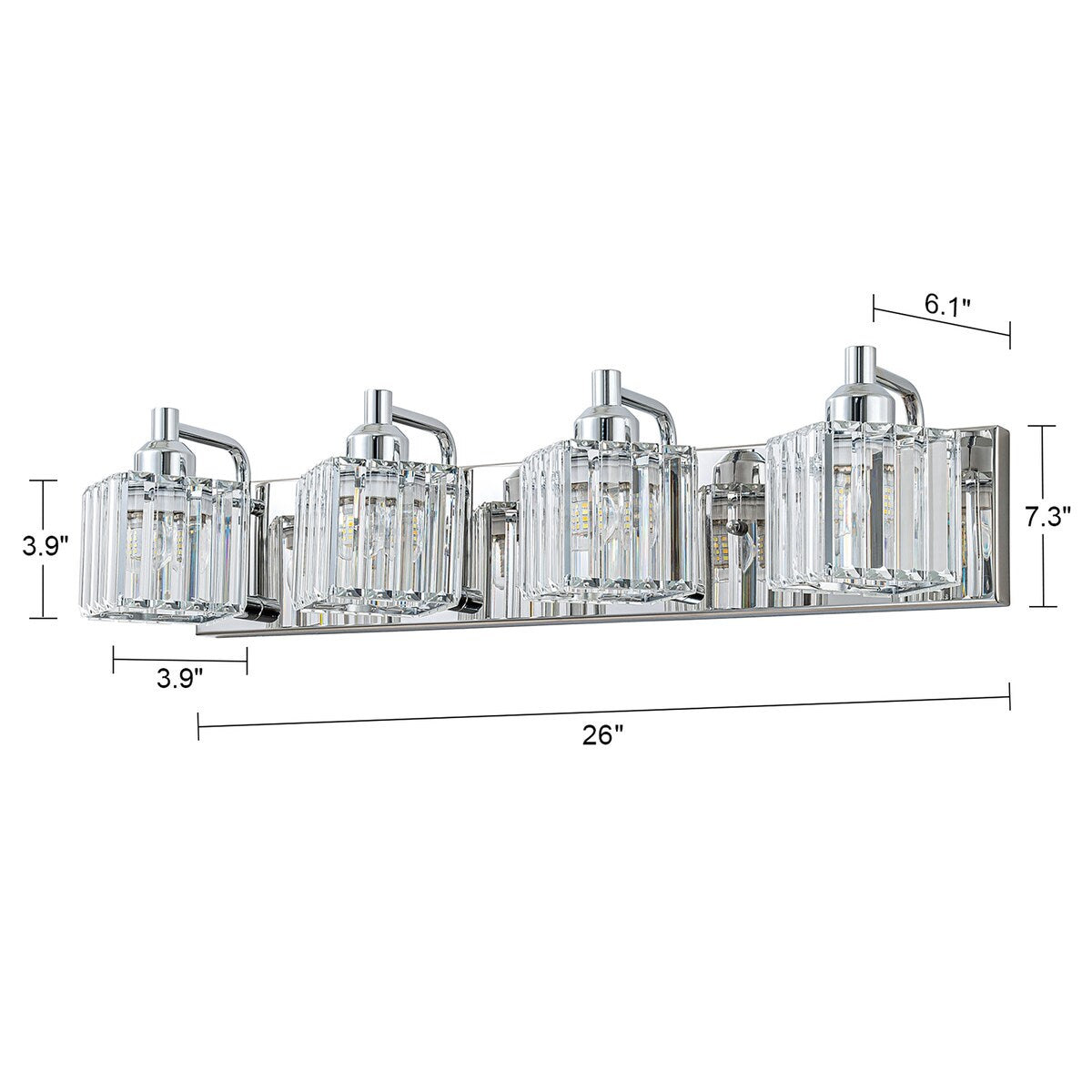 Dimmable Square Bathroom Crystal Vanity Light Wall Sconces