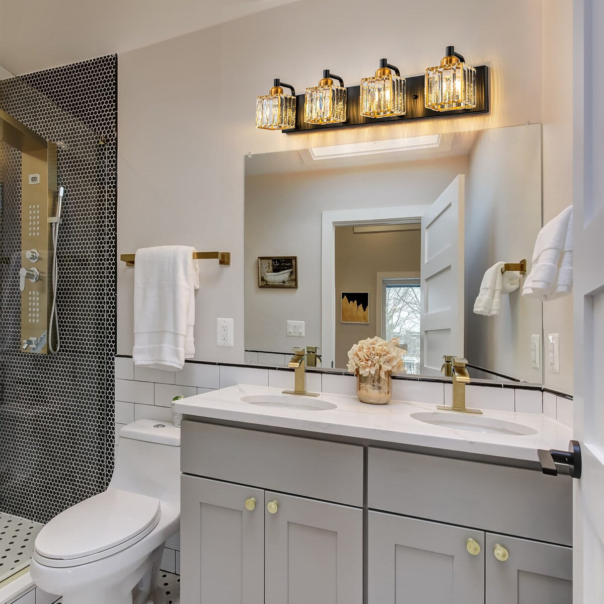 Dimmable Square Bathroom Crystal Vanity Light Wall Sconces