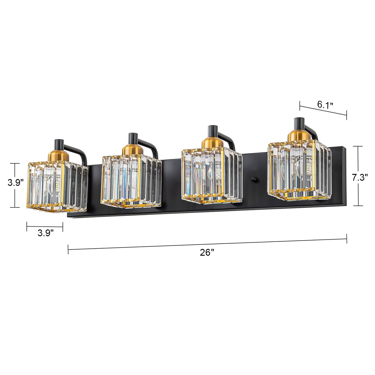 Dimmable Square Bathroom Crystal Vanity Light Wall Sconces