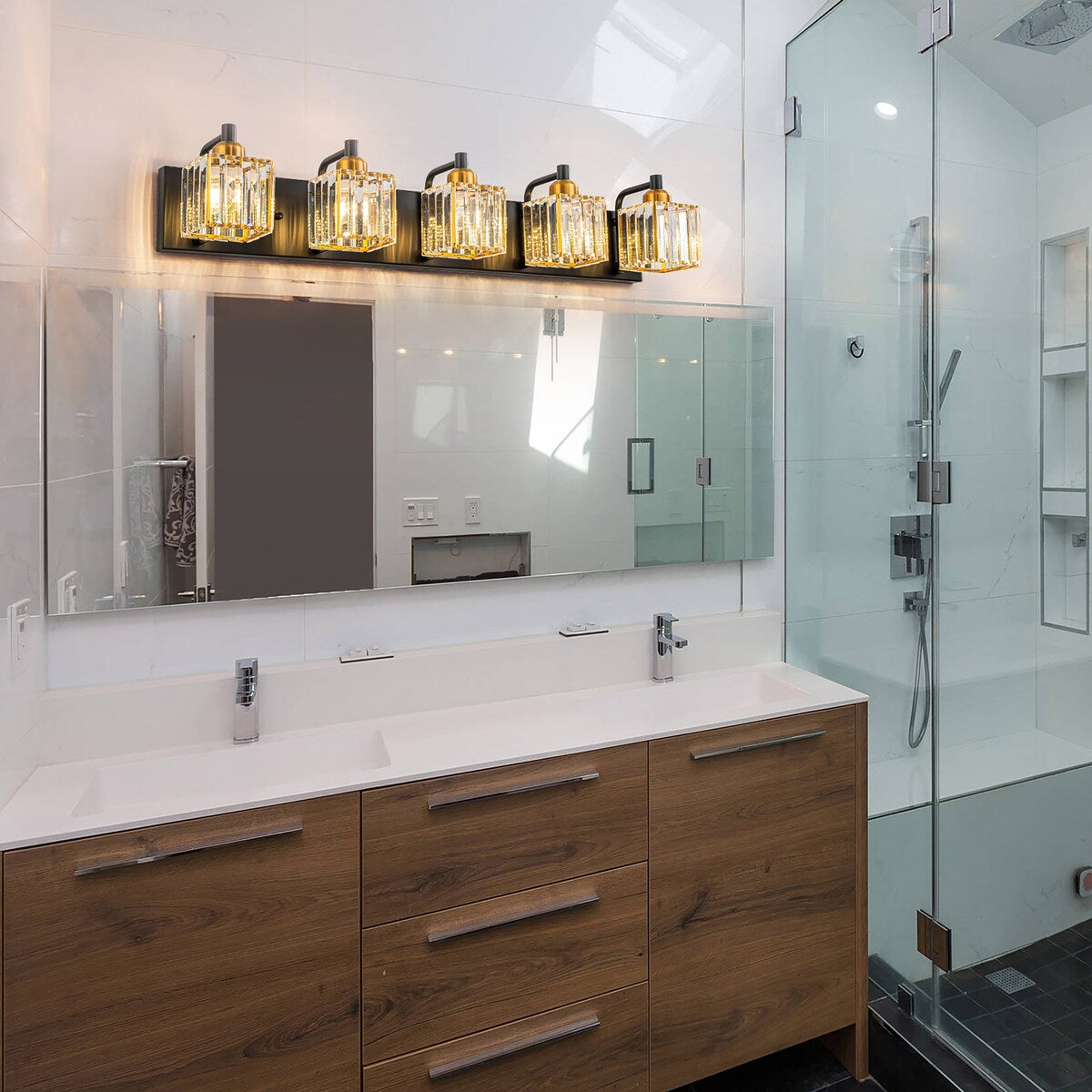 Dimmable Square Bathroom Crystal Vanity Light Wall Sconces