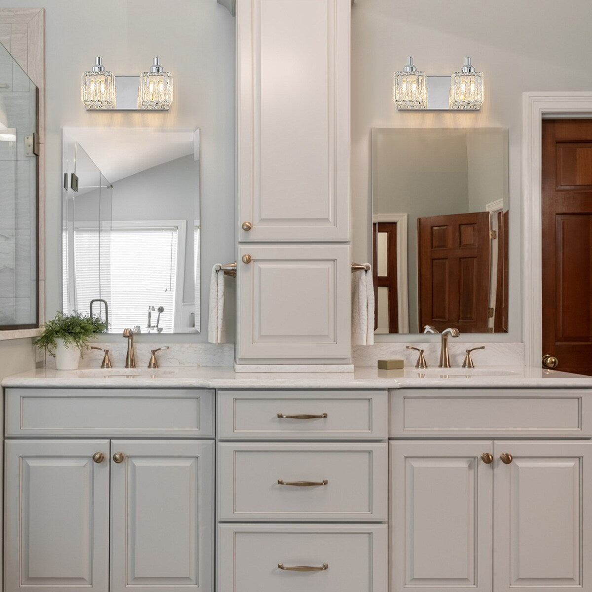 Dimmable Square Bathroom Crystal Vanity Light Wall Sconces
