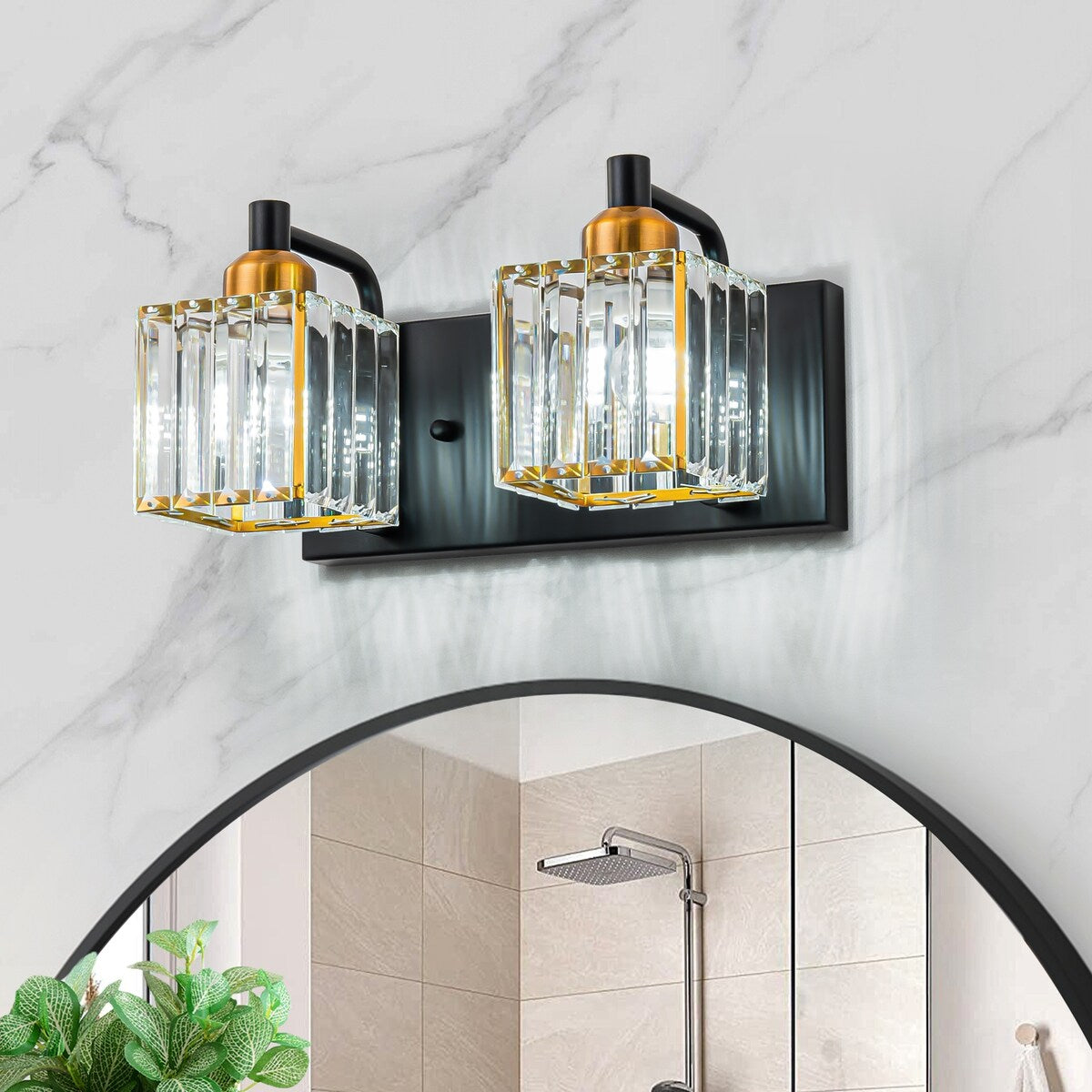 Dimmable Square Bathroom Crystal Vanity Light Wall Sconces