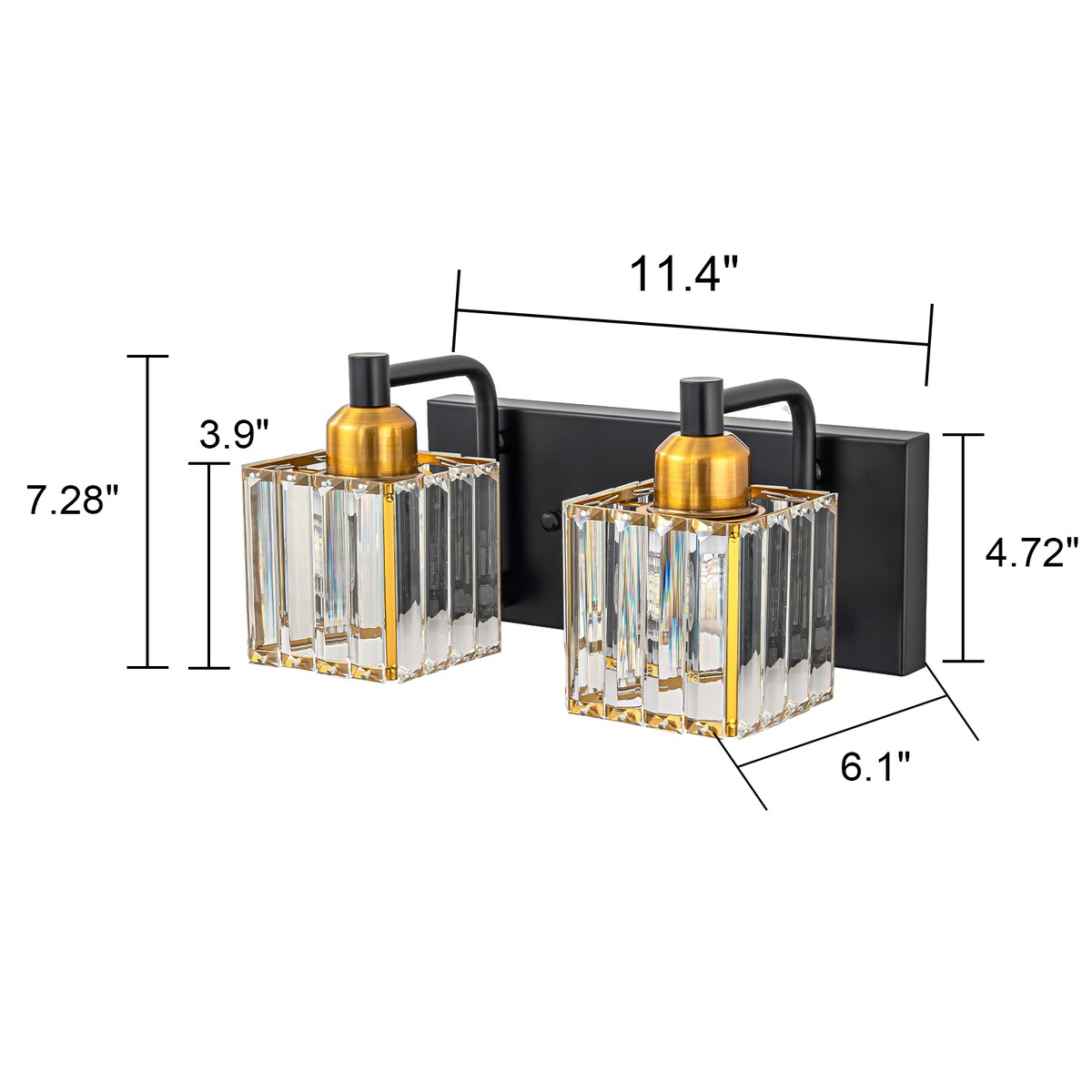 Dimmable Square Bathroom Crystal Vanity Light Wall Sconces