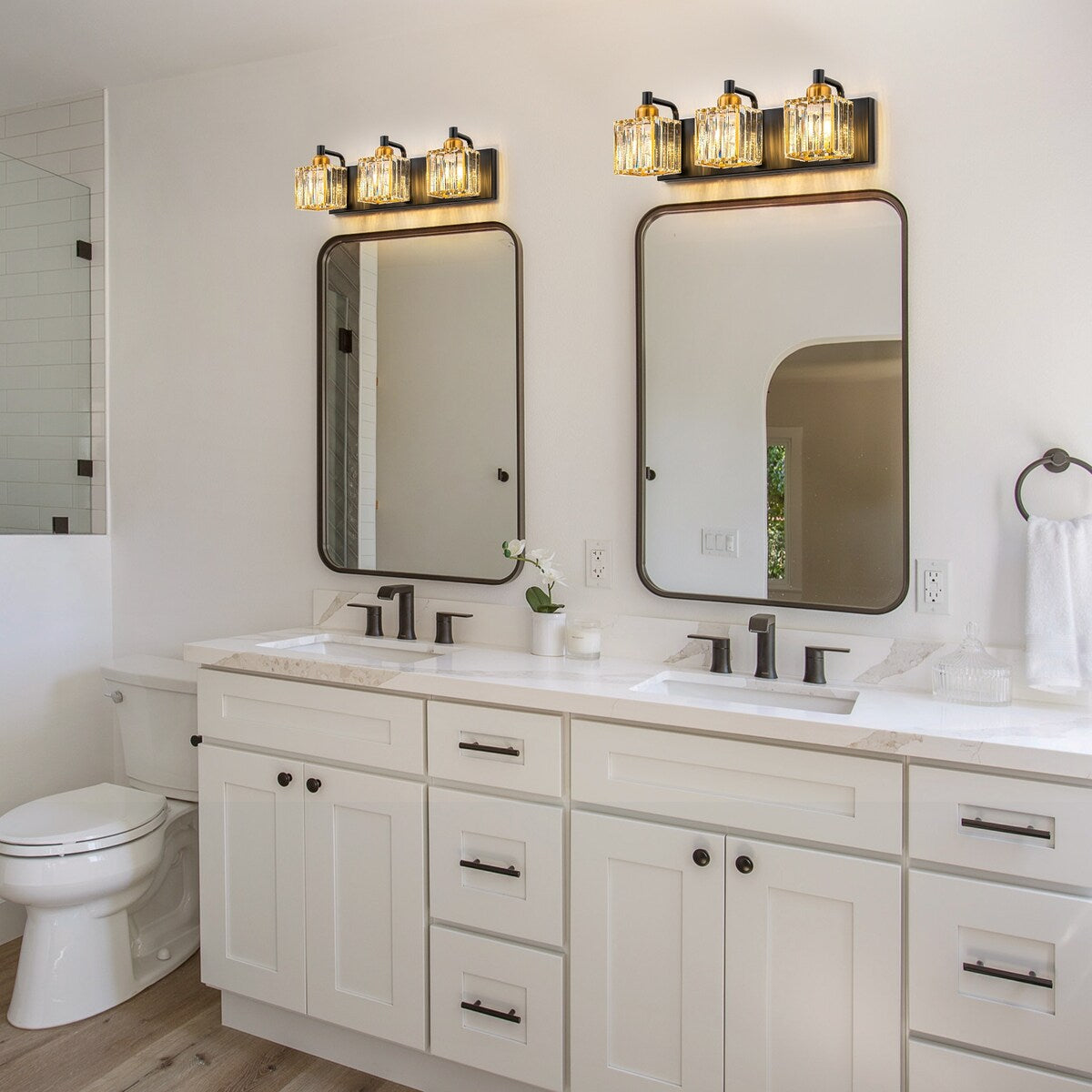 Dimmable Square Bathroom Crystal Vanity Light Wall Sconces
