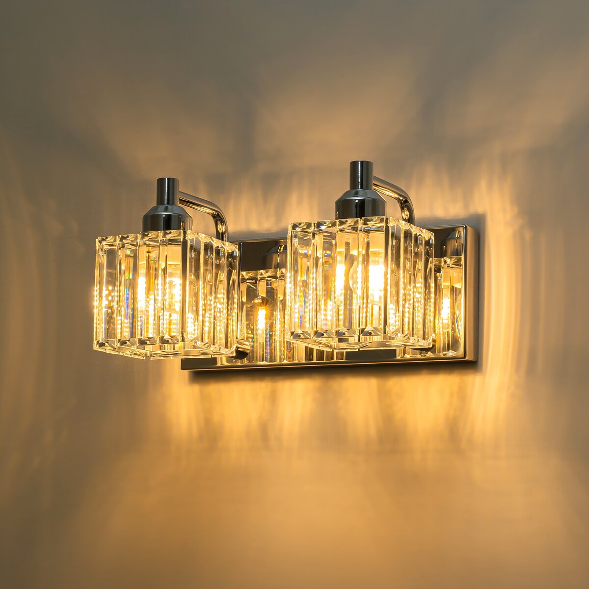 Dimmable Square Bathroom Crystal Vanity Light Wall Sconces