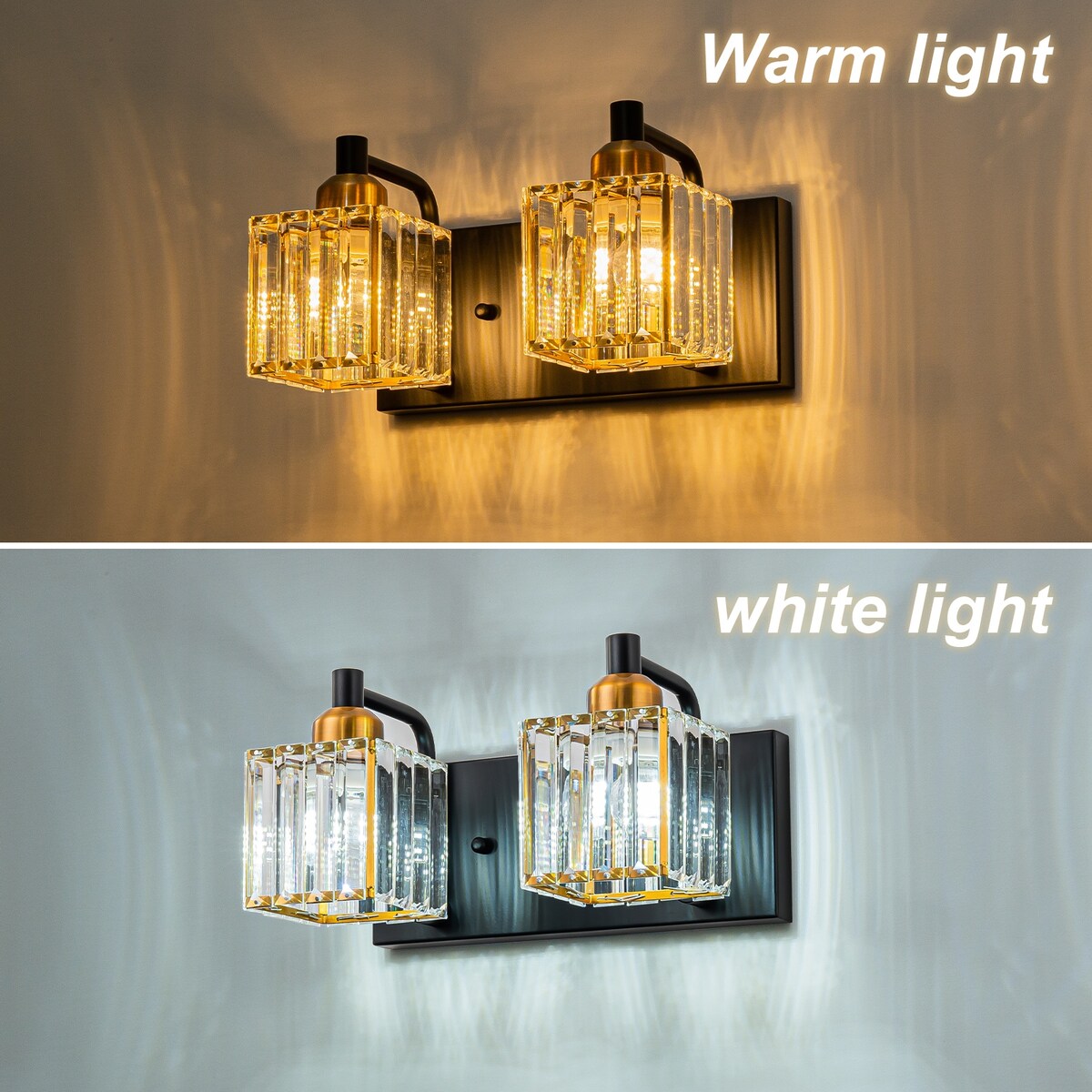 Dimmable Square Bathroom Crystal Vanity Light Wall Sconces