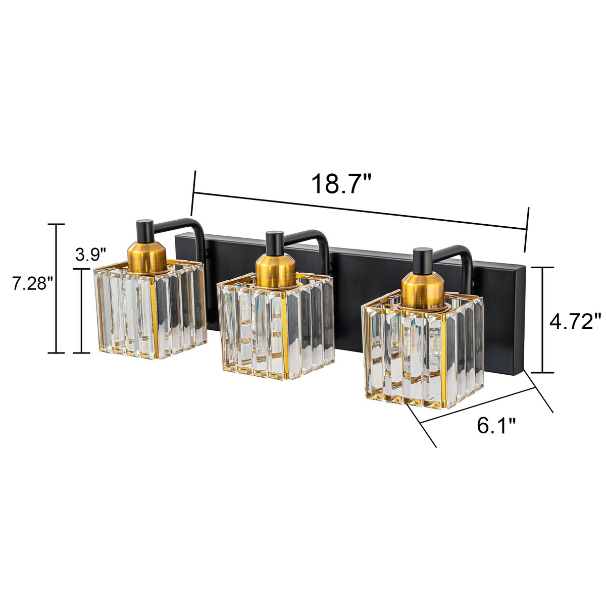 Dimmable Square Bathroom Crystal Vanity Light Wall Sconces
