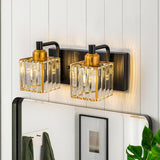 Dimmable Square Bathroom Crystal Vanity Light Wall Sconces