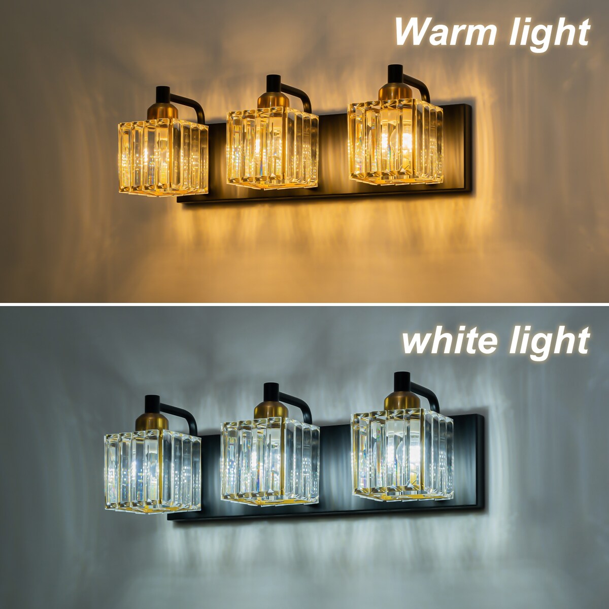 Dimmable Square Bathroom Crystal Vanity Light Wall Sconces