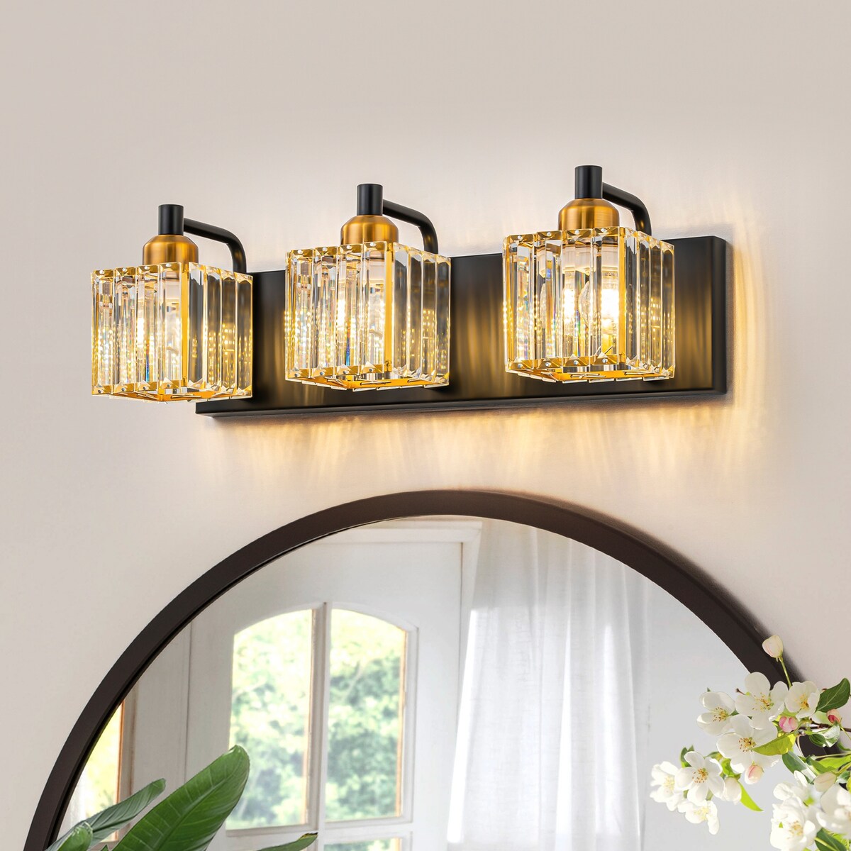 Dimmable Square Bathroom Crystal Vanity Light Wall Sconces