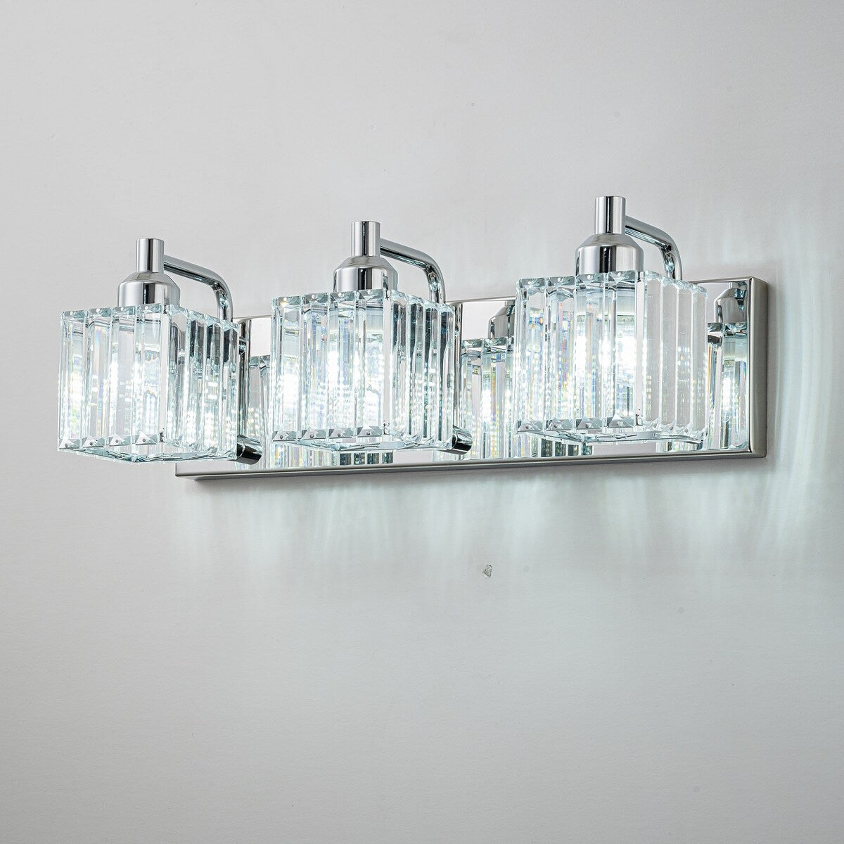 Dimmable Square Bathroom Crystal Vanity Light Wall Sconces