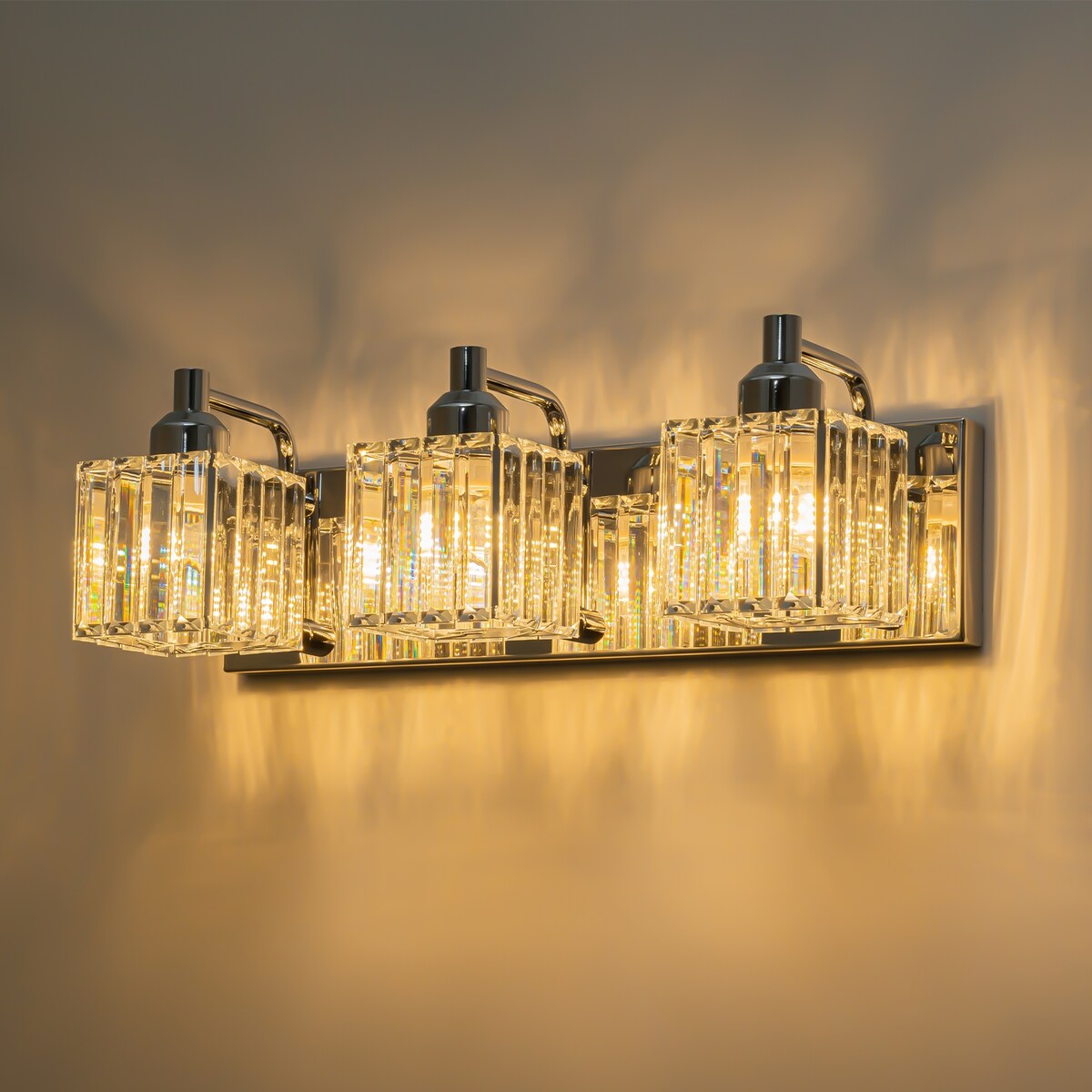 Dimmable Square Bathroom Crystal Vanity Light Wall Sconces